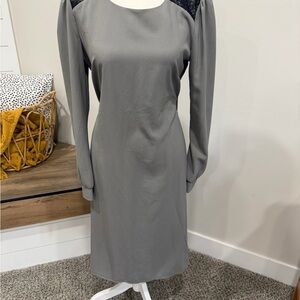 DownEast Gray Midi Dress with Black Accents